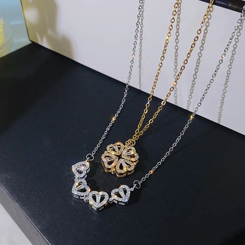 2 in 1 Clover Heart Necklace