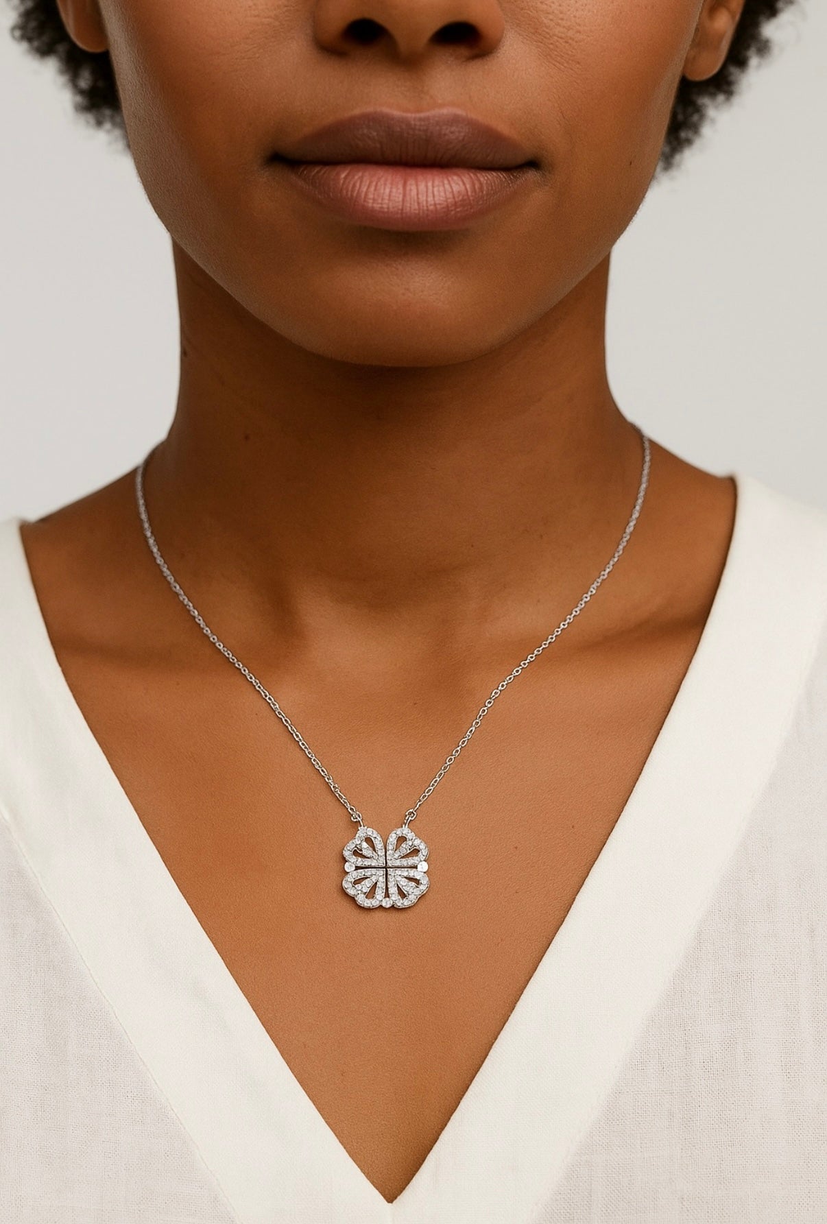 2 in 1 Clover Heart Necklace
